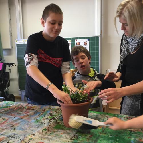 Frühlingsblumen schmücken unser Schulhaus